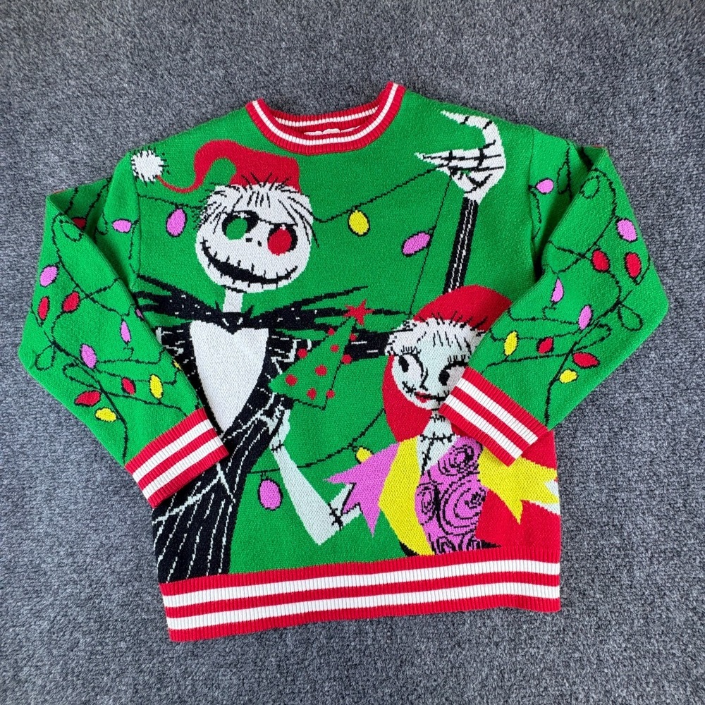 Disney Tim Burton's The Nightmare Before Christmas Sweater Kids M 10/12‎ Green
